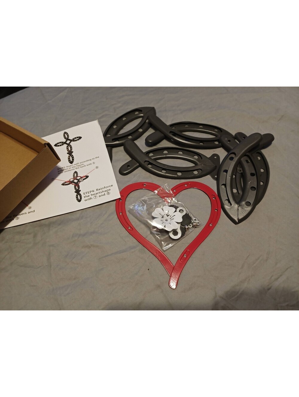 Metal Cross with Heart Craft - Red